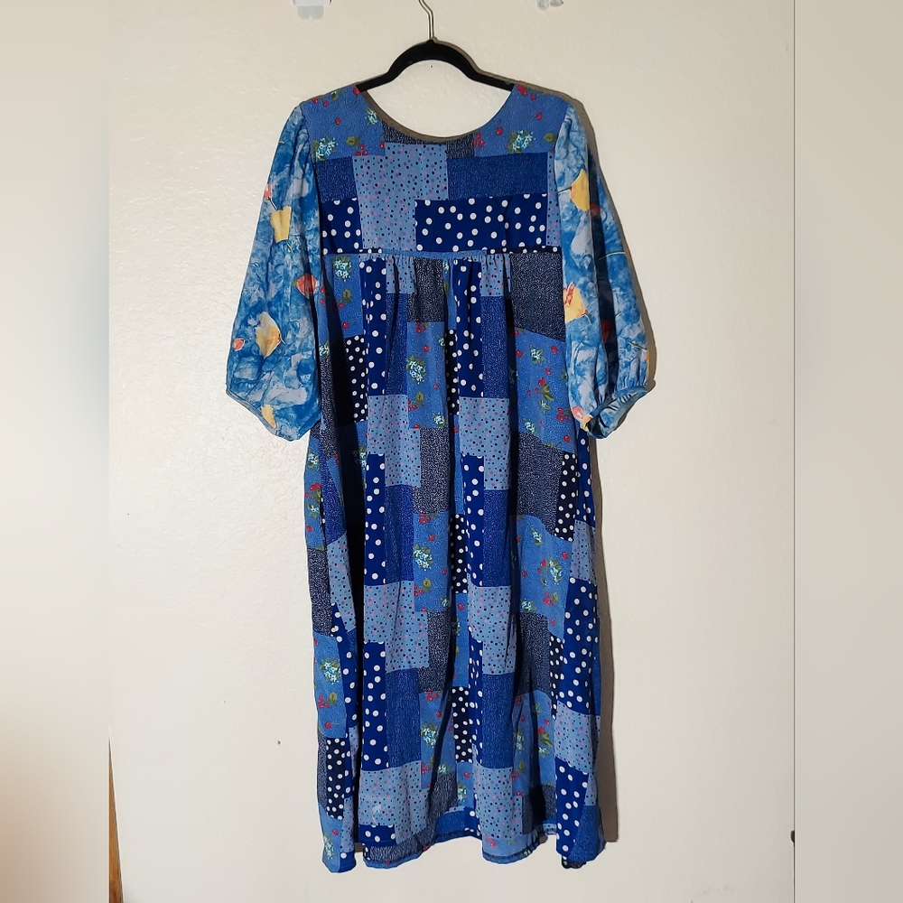 Lisa Maru Honolulu Vintage Multicolor Floral Patchwork Maxi Dress WM Size 3XL - Picture 2 of 15